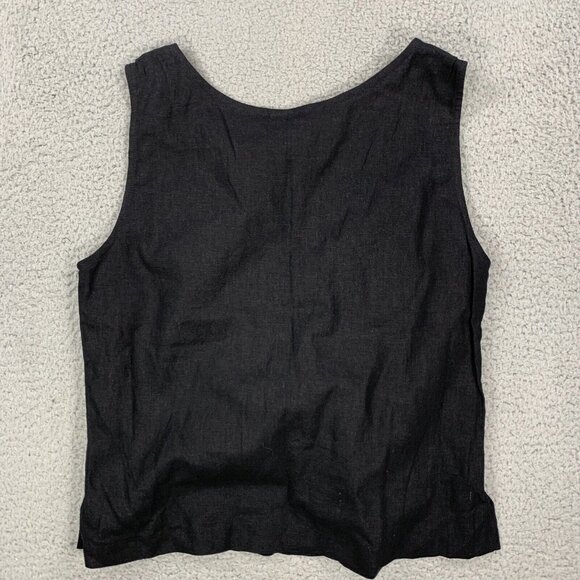 VTG 90s AKC 3pc Pant Set Womens Small Black Blue Linen Blend Floral Casual-Suit - Picture 14 of 16